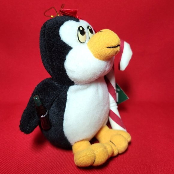 Coca Cola Penguin Christmas Plush Ornament 1999 - Picture 3 of 11